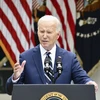 Tổng thống Mỹ Joe Biden phát biểu tại Nhà Trắng ở Washington DC. (Ảnh: Kyodo/TTXVN) 