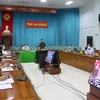 Quang cảnh hội nghị trực tuyến do Ủy ban Nhân dân tỉnh An Giang tổ chức ngày 4/8/2021 để sơ kết tình hình thực hiện Chỉ thị 16 của Thủ tướng tại địa phương. (Ảnh: Công Mạo/TTXVN)