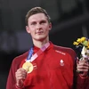Tay vợt Đan Mạch Viktor Axelsen giành huy chương Vàng nội dung cầu lông đơn nam tại Olympic Tokyo 2020, ngày 2/8/2021. (Ảnh: THX/TTXVN)