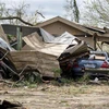 Cảnh tàn phá sau khi bão Ida đổ bộ tại Houma, Louisiana (Mỹ), ngày 30/8/2021. (Ảnh: THX/TTXVN)