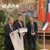 Đại sứ Việt Nam tại Pháp Đinh Toàn Thắng phát biểu trong chuyến thăm và làm việc tại tỉnh tại tỉnh Saone-et-Loire của Pháp. (Ảnh: Nguyễn Thu Hà/TTXVN)