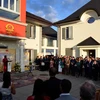 Quang cảnh lễ kỷ niệm 76 năm ngày Quốc khánh Việt Nam tại Phái đoàn đại diện Việt Nam tại Geneva (Thụy Sĩ). (Ảnh: Tố Uyên/TTXVN)