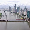 Cầu chính dự án cầu Thủ Thiêm 2 hợp long vào dịp Quốc khánh, ngày 2/9/2021. (Ảnh: Trung Tuyến/TTXVN)