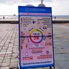Bảng khuyến cáo thực hiện thông điệp 5K tại Công viên Biển Đông, thành phố Đà Nẵng. (Ảnh: Trần Lê Lâm/TTXVN)