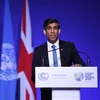 Bộ trưởng Tài chính Anh Rishi Sunak phát biểu tại COP26 ở Glasgow (Anh), ngày 3/11/2021. (Ảnh: AFP/TTXVN)