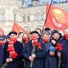 Ban lãnh đạo đảng Cộng sản Liên bang Nga và lãnh đạo các phong trào cánh tả tham dự lễ kỷ niệm 104 năm Cách mạng xã hội chủ nghĩa Tháng Mười vĩ đại. (Ảnh: Trần Hiếu/TTXVN)