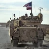 Binh sỹ Mỹ tuần tra tại khu vực cửa khẩu biên giới Semalka giữa Iraq và Syria, hồi đầu năm 2021. (Ảnh: AFP/TTXVN)