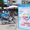 Thông điệp 5K phòng dịch COVID-19 tại chợ Bách Khoa, quận Hai Bà Trưng (Hà Nội) hồi tháng 9/2021. (Ảnh: Hoàng Hiếu/TTXVN)