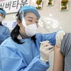 Tiêm chủng vaccine phòng COVID-19 tại Gwangju (Hàn Quốc). (Ảnh: THX/TTXVN)
