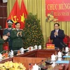 Thủ tướng Phạm Minh Chính đến thăm cán bộ, chiến sỹ Quân chủng Phòng không-Không quân. (Ảnh: Dương Giang/TTXVN)