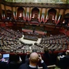 Tổng thống Italy Sergio Mattarella phát biểu tại phiên họp Quốc hội ở Rome, ngày 3/2/2022. (Ảnh: AFP/TTXVN)