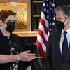 Ngoại trưởng Mỹ Antony Blinken gặp người đồng cấp Australia Marise Payne tại Hội nghị Ngoại trưởng nhóm Đối thoại An ninh Bộ tứ ở Melbourne ngày 11/2/2022. (Nguồn: reuters.com)