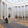 Tổng thống Nga Vladimir Putin chủ trì cuộc họp khẩn với Hội đồng An ninh tại Moskva, ngày 21/2/2022. (Ảnh: AFP/TTXVN)