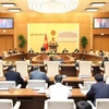 Quang cảnh buổi làm việc của Đoàn giám sát của Quốc hội làm việc với Ủy ban Nhân dân thành phố Hà Nội về công tác quy hoạch, sáng 9/3/2022. (Ảnh: An Đăng/TTXVN)