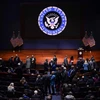Toàn cảnh một phiên họp Quốc hội Mỹ về tình hình Ukraine, tại Washington D.C. ngày 16/3/2022. (Ảnh: AFP/TTXVN)