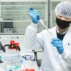 Nghiên cứu viên của Công ty dược phẩm SK Bioscience (Hàn Quốc) nghiên cứu bào chế vaccine ngừa COVID-19. (Ảnh: Korea Herald/TTXVN)