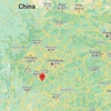 Huyện Hưng Văn, Tứ Xuyên (Trung Quốc) - nơi xảy ra trận động đất có độ lớn 5,1 sáng 6/4/2022. (Google Maps/Ảnh chụp màn hình)