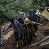 Hiện trường vụ lở đất do mưa lũ tại mỏ vàng ở Abriaqui, Antioquia (Colombia), ngày 7/4/2022. (Ảnh: AFP/TTXVN)