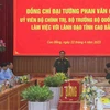 Buổi làm việc của Bộ trưởng Bộ Quốc phòng, Đại tướng Phan Văn Giang với Tỉnh ủy Cao Bằng. (Ảnh: Chu Hiệu/TTXVN)