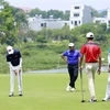 Vận động viên Lê Khánh Hưng của Việt Nam thi đấu tại hố golf số 18 (cuối cùng) tại vòng 1 cá nhân nam. (Ảnh: Hoàng Hùng/TTXVN)