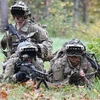 Binh sĩ Mỹ tham gia cuộc huấn luyện tại Fort Pickett, Blackstone, Virginia, ngày 27/10/2020. Ảnh: AFP/ TTXVN