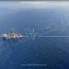 Hình ảnh trích từ video giàn khoan của mỏ khí đốt Karish ở ngoài khơi Địa Trung Hải, vốn đang tranh chấp giữa Liban và Israel. (Ảnh: AFP/TTXVN)