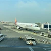 Máy bay của hãng hàng không Asiana Airlines tại sân bay quốc tế Gimpo. (Ảnh: Anh Nguyên/TTXVN)