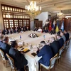 Toàn cảnh cuộc đàm phán về xuất khẩu ngũ cốc của Ukraine giữa đại diện Nga, Ukraine, Thổ Nhĩ Kỳ và Liên hợp quốc tại Istanbul (Thổ Nhĩ Kỳ) ngày 13/7/2022. (Ảnh: THX/TTXVN)
