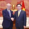 Chủ tịch Quốc hội Vương Đình Huệ tiếp Cố vấn đặc biệt Liên minh Nghị sĩ hữu nghị Nhật - Việt Takebe Tsutomu. Ảnh: Doãn Tấn - TTXVN