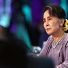 Bà Aung San Suu Kyi, khi giữ chức Cố vấn nhà nước Myanmar, dự một hội nghị ở Sydney (Australia), ngày 18/3/2018. (Ảnh: AFP/TTXVN)