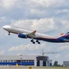 Máy bay của hãng hàng không Nga Aeroflot cất cánh từ sân bay Sheremetyevo ở ngoại ô Moskva (Nga). (Ảnh: AFP/TTXVN)