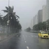 Gió giật mạnh liên hồi kèm theo mưa lớn khu vực ven biển Mỹ Khê (Đà Nẵng). Ảnh: Văn Dũng - TTXVN