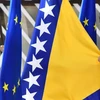 Quốc kỳ Bosnia được treo tại hội nghị thượng đỉnh của Liên minh châu Âu ở Brussels ngày 23/6/2022. (Ảnh: AP)