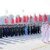 Các đại biểu Đoàn Thanh niên Cộng sản Hồ Chí Minh Quân đội tại lễ báo công dâng Bác tại Quảng trường Ba Đình, sáng 11/10/2022. (Ảnh: An Đăng/TTXVN)