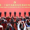 Tổng Bí thư Ban Chấp hành Trung ương Đảng Cộng sản Trung Quốc khóa XX Tập Cận Bình (giữa) cùng các ủy viên Thường vụ Bộ Chính trị mới được bầu trong cuộc họp báo tại Đại lễ đường Nhân dân ở thủ đô Bắc Kinh, ngày 23/10/2022. Ảnh: THX/TTXVN