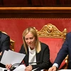 Thủ tướng Italy Giorgia Meloni (giữa) tại phiên họp Thượng viện ở Rome, ngày 26/10/2022. (Ảnh: AFP/TTXVN)