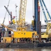 Một dự án xây dựng trạm tiếp nhận khí hóa lỏng tại cảng Wilhelmshaven (Đức). (Ảnh: DPA/TTXVN)