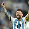 Niềm vui chiến thắng của tiền đạo Argentina Lionel Messi, sau khi đánh bại Croatia 3-0. (Ảnh: AFP/TTXVN)
