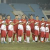 Đội hình ra sân của đội tuyển Việt Nam trong trận đấu gặp đội tuyển Myanmar trên sân vận động Mỹ Đình, tối 3/1/2022. (Ảnh: Minh Quyết/TTXVN)