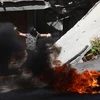 Người biểu tình Palestine xung đột với cảnh sát Israel tại thành phố Hebron, Khu Bờ Tây ngày 28/9/2022. (Ảnh: THX/TTXVN)