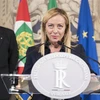 Thủ tướng Italy Giorgia Meloni phát biểu tại cuộc họp báo ở Rome ngày 21/10/2022. (Ảnh: AFP/TTXVN)