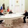 Bộ trưởng Quốc phòng Trung Quốc Lý Thượng Phúc, Bộ trưởng Quốc phòng Nga Sergey Shoigu và Tổng thống Nga Vladimir Putin tại cuộc gặp ở Moskva (Nga) ngày 16/4/2023. (Ảnh: Reuters/TTXVN)