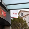 Biểu tượng ngân hàng UBS tại Geneva (Thụy Sĩ), ngày 20/3/2023. (Ảnh: THX/TTXVN)