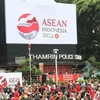 Ápphích cổ động Năm Chủ tịch ASEAN Indonesia 2023. (Ảnh: Hữu Chiến/TTXVN)