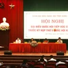 Bộ trưởng Bộ Công an Tô Lâm cùng các đại biểu Quốc hội tỉnh Hưng Yên tiếp xúc cử tri tại thị xã Mỹ Hào. (Ảnh: Đỗ Huyền/TTXVN) 