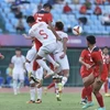 U22 Việt Nam (áo trắng) đã không thể vượt qua U22 Indonesia khi để thua ở những phút bù giờ cuối cùng trong trận bán kết 1 môn Bóng đá Nam tại SEA Games 32, chiều 13/5/2023. (Ảnh: Minh Quyết/TTXVN)