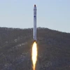 Cuộc thử nghiệm ở "giai đoạn cuối quan trọng" trong việc phát triển các vệ tinh do thám tại Cơ sở phóng vệ tinh Sohae ở Cholsan, tỉnh Bắc Pyongan (Triều Tiên), ngày 18/12/2022. (Ảnh: Yonhap/TTXVN)