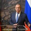 Ngoại trưởng Nga Sergey Lavrov phát biểu tại cuộc họp báo ở Moskva ngày 17/5/2023. (Ảnh: AFP/TTXVN)
