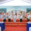 Lãnh đạo tỉnh Khánh Hòa thực hiện nghi thức khởi công dự án Cung Văn hóa Thiếu nhi. (Nguồn: Khánh Hòa Online)