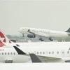 Máy bay của hãng hàng không Air Canada tại sân bay ở Montreal, Quebec (Canada). (Ảnh: AFP/TTXVN)